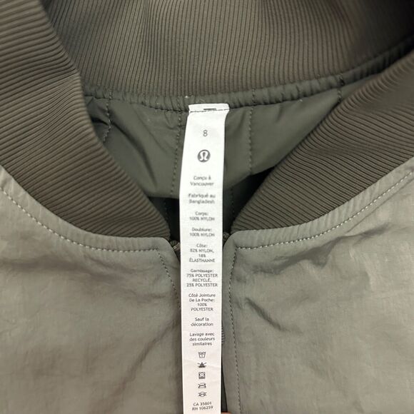 Lululemon Oversized Fit Non Stop Bomber Jacket Reversible Sage Olive Green Sz 8 - Picture 12 of 13